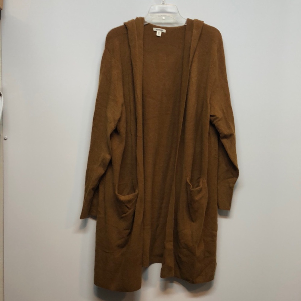 Goodthreads hooded Cozy Brown gold Sweater Women's XXL plus size pockets EUC